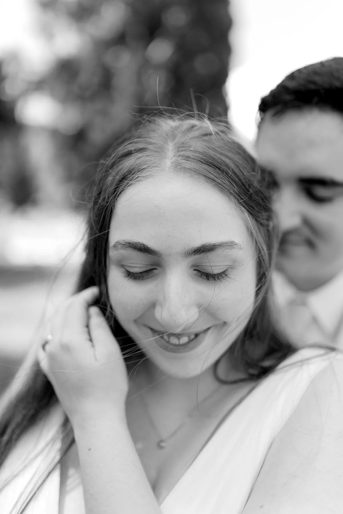 Black and white wedding portrait